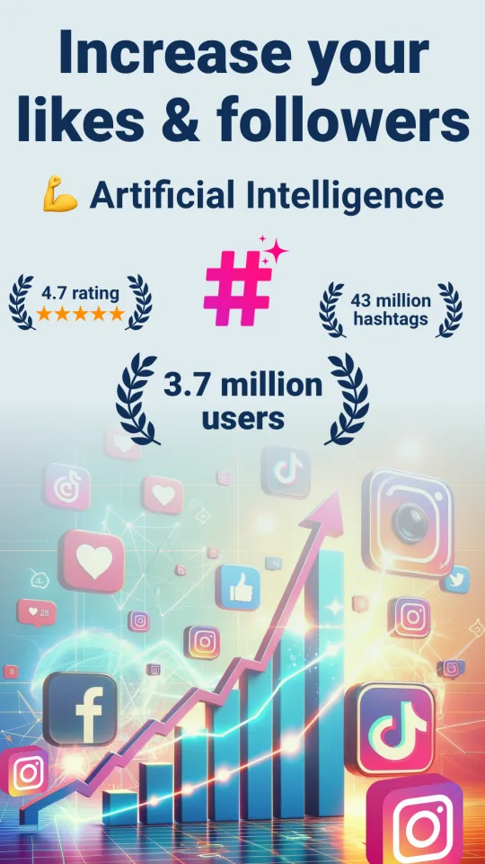 Hashtags AI screenshot - increase your likes and followers with artificial intelligence