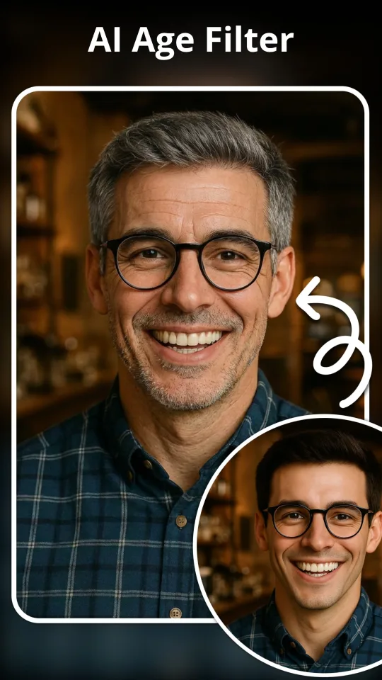 ToonAI screenshot - AI age filter making a face look older